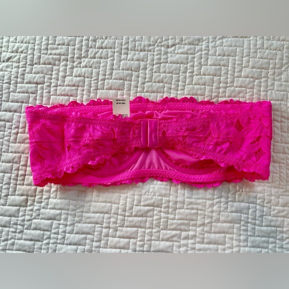 Aerie Real Power Beach Daze Lace Unlined Bandeau Bra - Picture 2 of 4